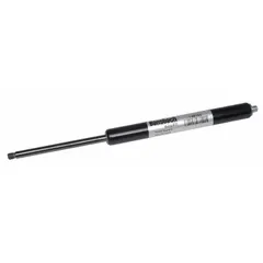 Gas spring providing controlled lifting and counterbalancing for lids, hatches, and panels in industrial equipment. Delivers 15 lbf force with 8 5/32 in extended length and M5 rod thread. End fittings not included.