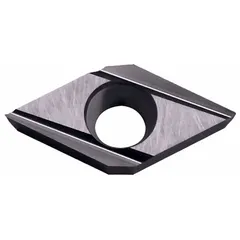Diamond indexable turning insert for precision machining of non-ferrous materials. Used in turning operations on aluminum alloys, copper, and plastics. Designed for fine finishing and high-speed machining.