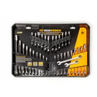 GEARWRENCH Combination Wrench Set: Alloy Steel, Full Polish Chrome, Std (MPN 39327)