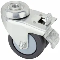 APPROVED VENDOR Bolt-Hole Caster: Swivel, Total Lock, Rubber, 3 in Wheel Dia., 7/8 in Wheel Wd, Gray (MPN P9S-RP030K-H-TB)