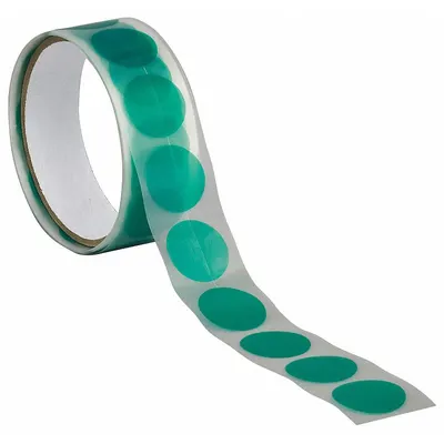 TAPECASE Film Tape: Disc, 1 in Dia, 3.3 mil Thick, Polyethylene Film, Silicone, Green - High-Temperature Film Masking Tape Discs