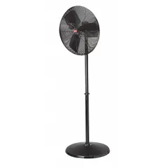 This Dayton pedestal fan is designed for industrial air circulation in workshops, warehouses, and manufacturing facilities. It features a 1/4 hp motor, two speeds, and a 24-inch blade diameter. The non-oscillating design provides stationary airflow. Operates on single-phase 120V AC.