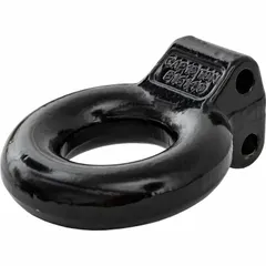 Forged steel lunette ring with 6 1/4 in ring diameter and 7 5/8 in overall length. Used for connecting a trailer to a pintle hitch on a tow vehicle.