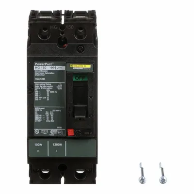 SQUARE D Molded Case Circuit Breaker: 100 A Amps, 65kA at 240V AC, Fixed, Line/Load Lug - H-Frame Square D Molded Case Circuit Breakers