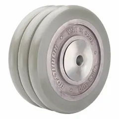 This HAMILTON caster wheel features an 8-inch diameter, 3-inch wide polyurethane tread on an aluminum core with a gray UltraGlide tread shape. Rated for 4,000 lb loads, it is suited for heavy-duty industrial carts, racks, and equipment requiring smooth rolling and floor protection.