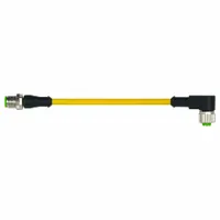 Cordset: M12 Male Straight X M12 Female Right Angle, 4 Pins, Yellow, TPE, 5 m Cable Lg (MPN 7700-40121-1500500)