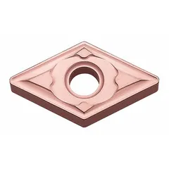 Diamond indexable turning insert for precision machining of non-ferrous materials, composites, and abrasive workpieces. Suitable for turning, facing, and boring operations. Geometry designations: DNMG433C and DNMG150412C.