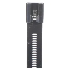Coated 316 stainless steel cable tie with black finish, 6 in nominal length, 2 in maximum bundle diameter, and 0.28 in width. Features a stainless steel barb locking mechanism. Suitable for bundling and securing cables, hoses, or wires in demanding environments.