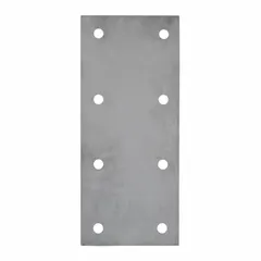 Steel trailer plate for reinforcing or repairing trailer structures. Measures 16 inches high, 7 inches wide, and 1 inch thick. Provides a mounting surface for hardware in heavy-duty towing applications.