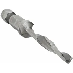 Combination tool for drilling, tapping, and countersinking #10-32 UNF threads in a single pass. Overall length 3 inches. Suitable for creating threaded holes in metal or plastic components during assembly or fabrication.