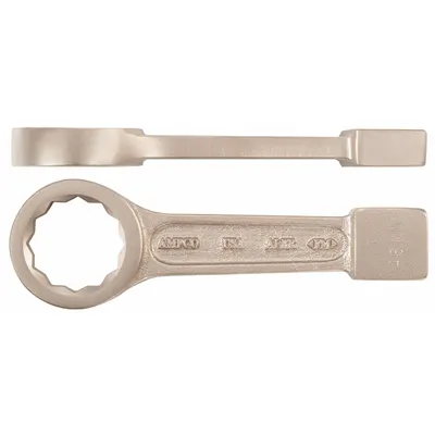 AMPCO Striking Wrench: Aluminum/Bronze, Natural, 43 mm Head Size, 9 in Overall Lg - Metric, Straight Handle, Nonsparking, 12-Point Striking Box End Wrenches