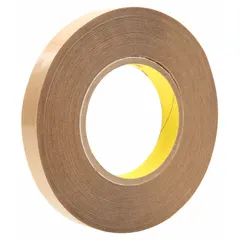 This general purpose adhesive transfer tape features a permanent acrylic adhesive on a transparent carrier with a glassine paper liner. Supplied as a 48-pack of 3/4 in wide by 60 yd long rolls with a 5 mil thickness. Suitable for mounting, splicing, and laminating applications requiring a clean, invisible bond line.