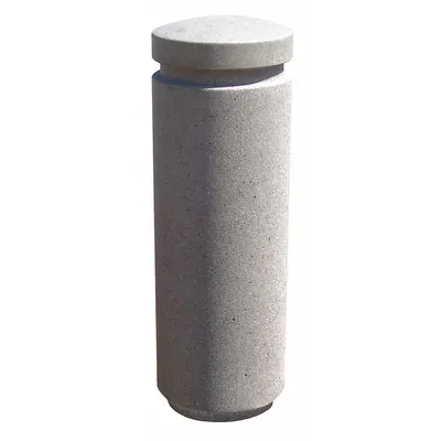 WAUSAU TILE Decorative Bollard: Round Shape, Gray, 36 in Overall Ht, 12 in Overall Lg - Round Decorative Bollards
