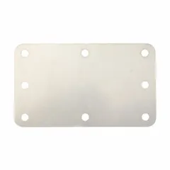 Blank valve tag made of stainless steel with a silver finish. Rectangle shape measuring 3 11/16 in by 2 3/16 in with a thickness of 0.024 in. Suitable for marking and identifying valves, pipes, and equipment in industrial environments.