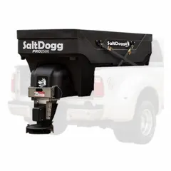 The BUYERS PRODUCTS PRO2500 is a vehicle battery-powered broadcast spreader designed for mounting in a truck bed. It features a plastic frame and a poly hopper, and is intended for application of bulk salt. This tailgate spreader is suitable for spreading salt on roads, parking lots, and driveways.