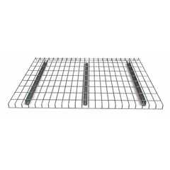 Galvanized steel wire decking with waterfall edge for pallet rack systems. Standard-channel design supports palletized loads while allowing airflow and visibility. 6-gauge wire construction provides strength for warehouse storage applications.