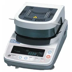 The A&D WEIGHING MX-50 is a halogen moisture analyzer with a 51 g capacity and 0.001 g readability. It operates from 50°C to 200°C and features a VFD display and RS232C interface. Moisture measurement repeatability ranges from 0.100% to 0.020%. Suitable for moisture content determination in quality control and process optimization.