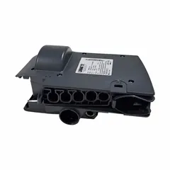 Plastic control box, black finish. Compatible with Span America QD1000 and QD2000 bed systems. Used as a replacement control unit for bed positioning functions in medical facilities.