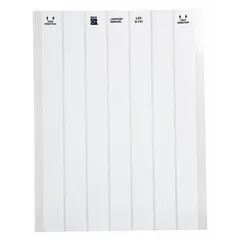 White polyester wraparound label measuring 3/8 in x 1 in, designed for wire gauges from 6 AWG to 0 AWG. Used for permanent identification of wires and cables in electrical panels, machinery, and control systems.