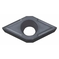 Diamond indexable turning insert for precision machining of non-ferrous materials, composites, and abrasive plastics. Suitable for turning, boring, and profiling operations requiring fine surface finishes and extended tool life.