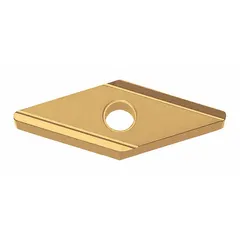 Diamond indexable turning insert for precision machining of non-ferrous materials. Used in turning, facing, and profiling operations on CNC lathes to achieve high surface finish and extended tool life.