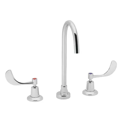SPEAKMAN Gooseneck Bathroom Faucet: Commander, Brass, Chrome Finish, 2.2 gpm Flow Rate - Widespread Handle Bathroom Faucets