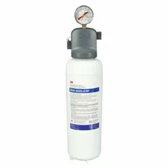 This water filtration system is designed for ice machines and refrigerators, using a pleated membrane filter media to reduce bacteria. It has a 0.2 micron filtration rating and a flow rate of 3.5 gpm, with an overall height of 18 5/8 inches. Suitable for commercial and industrial foodservice applications requiring cleaner ice and water.