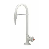 Single-post laboratory faucet for cold water media. Features one cross handle and a serrated nozzle. Inlet connection type is NPSM. Suitable for general lab water delivery, rinsing glassware, and filling containers