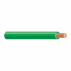 10 AWG stranded copper building wire with green THHN/THWN-2 insulation, rated 600 V. Single conductor, 1000 ft length. Suitable for general-purpose power and lighting circuits in conduit, raceway, and other dry or wet locations per NEC requirements.