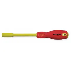 Metric insulated nut driver with an 8 mm tip size, straight round shank, and non-magnetized tip. Designed for tightening or loosening hex nuts in electrical and mechanical assemblies where insulation is required near live circuits.