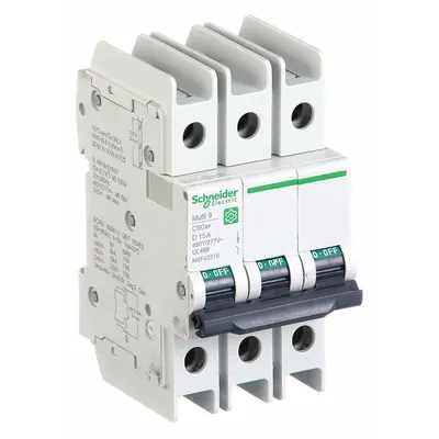 SCHNEIDER M9F43315 D-Curve 3-Pole UL489 Miniature Circuit Breaker - D-Curve, 3-Pole UL489 DIN Rail-Mount Miniature Circuit Breakers