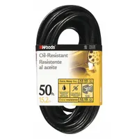 SOUTHWIRE Extension Cord: Outdoor Use, 50 ft Lg, Outlet, 5-15P, 12/3, SJTOW, Black, Single Connector (MPN 64816901)