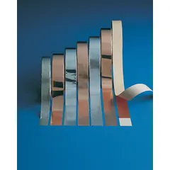 Silver aluminum foil tape, 18 yards long, 3 mil thick, rated 600 V. Used for EMI/RFI shielding, cable wrapping, and grounding in electrical applications.