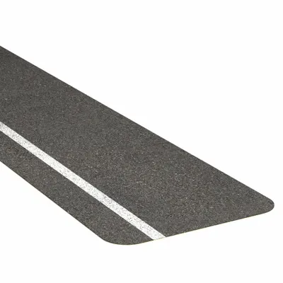 OEM Anti-Slip Tread: Fine, 80 Grit Size, Black, Striped, 6 in x 24 in, 28 mil Tape Thick - Light Traffic Antislip Treads
