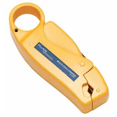 A data and coaxial cable stripping tool for preparing coaxial cables for termination. Used in network installation and maintenance to remove cable insulation cleanly, supporting reliable connections in structured cabling systems.