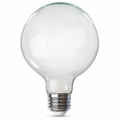 This LED globe bulb features a G40 shape with a frosted finish, providing soft ambient light. It operates at 11 watts with a 2700K color temperature and uses a standard medium screw (E26) base for general illumination in compatible fixtures.