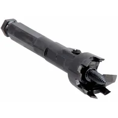 Self-feed drill bit with a 1-inch cutting diameter, 7/16-inch hex shank, and 5-inch overall length. Designed for fast, clean boring in wood and composite materials. Hex shank prevents slipping in the chuck. Suitable for construction, framing, and electrical installations.