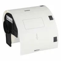 Direct thermal precut label roll measuring 4 in x 1 29/32 in, containing 600 labels per roll. Compatible with the QL-1110NWB printer series. Used for industrial and office labeling applications such as asset tracking, cable marking, and shipping labels