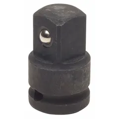 This 3/8" drive impact socket adapter features a square female design with a manganese phosphate finish. It is used to connect a 3/8" input drive to impact sockets for high-torque applications in automotive and industrial settings.