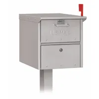 Mailbox: Not USPS Master Lock Compliant, 1 Doors, Horizontal, Pedestal Mounting, Gray, Lockable (MPN 4325SLV)