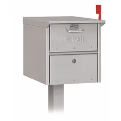 This single-unit mailbox features a horizontal orientation and pedestal mounting for stable installation. It includes one lockable door with front access, finished in gray. Suitable for private or internal mail collection in commercial or multi-tenant settings.