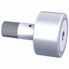 Standard-duty inch-system stud cam follower with 7/8 in diameter. Stainless steel construction with single row, double sealed design and hex socket flat configuration. Suitable for use in cam profile tracking and linear motion support in washdown environments.