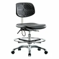 ESD Task Chair: Polyurethane, Armless, Ht Range 20 1/4 in to 28 in, 16 in Seat Wd, 17 in Seat Dp (MPN BR-ESD-PMBCH-CR-T1-A0-CF-EC)