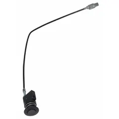 Bowden wire release with a plastic button and 10 mm mounting hole diameter. Used in industrial equipment and machinery for remote or manual cable pull-to-release actuation. Compatible with manufacturer model number 22152A3.