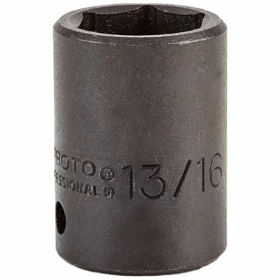 PROTO Impact Socket: 1/2 in Drive Size, SAE, 13/16 in Socket Size, 6-Point, Std - 1/2" Drive Impact Sockets