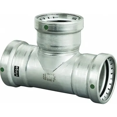 VIEGA MEGAPRESS Crimp Tee Fitting: 2 1/2 in Pipe x 2 1/2 in Pipe - Potable Water Stainless Steel Press Fittings