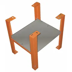 Stand designed to support benchtop cutters and benders. Provides a stable platform measuring 20 inches in height, 16 inches in width, and 18 inches in length. Suitable for use in construction and fabrication shops for rebar processing.