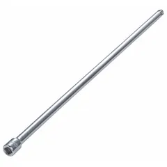 This 3/8" drive hand socket extension has a 3/8" input and output drive size with an 18-inch overall length. It is used to extend reach to recessed fasteners in confined spaces for tightening or loosening bolts. The chrome finish provides corrosion resistance.