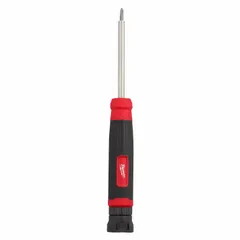 This combination multi-bit screw and nut driver includes 13 tips covering Hex, Nut Driver, Phillips, Slotted, and Torx (including T10 Security) profiles. With an overall length of 8 inches, it is suited for driving and removing fasteners in maintenance, assembly, and repair tasks across various applications.