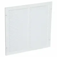 Return Air Grille: Louvered Grille, White, Powder Coated, Steel, 15 3/4 in H, 15 3/4 in W, 1/4 in D